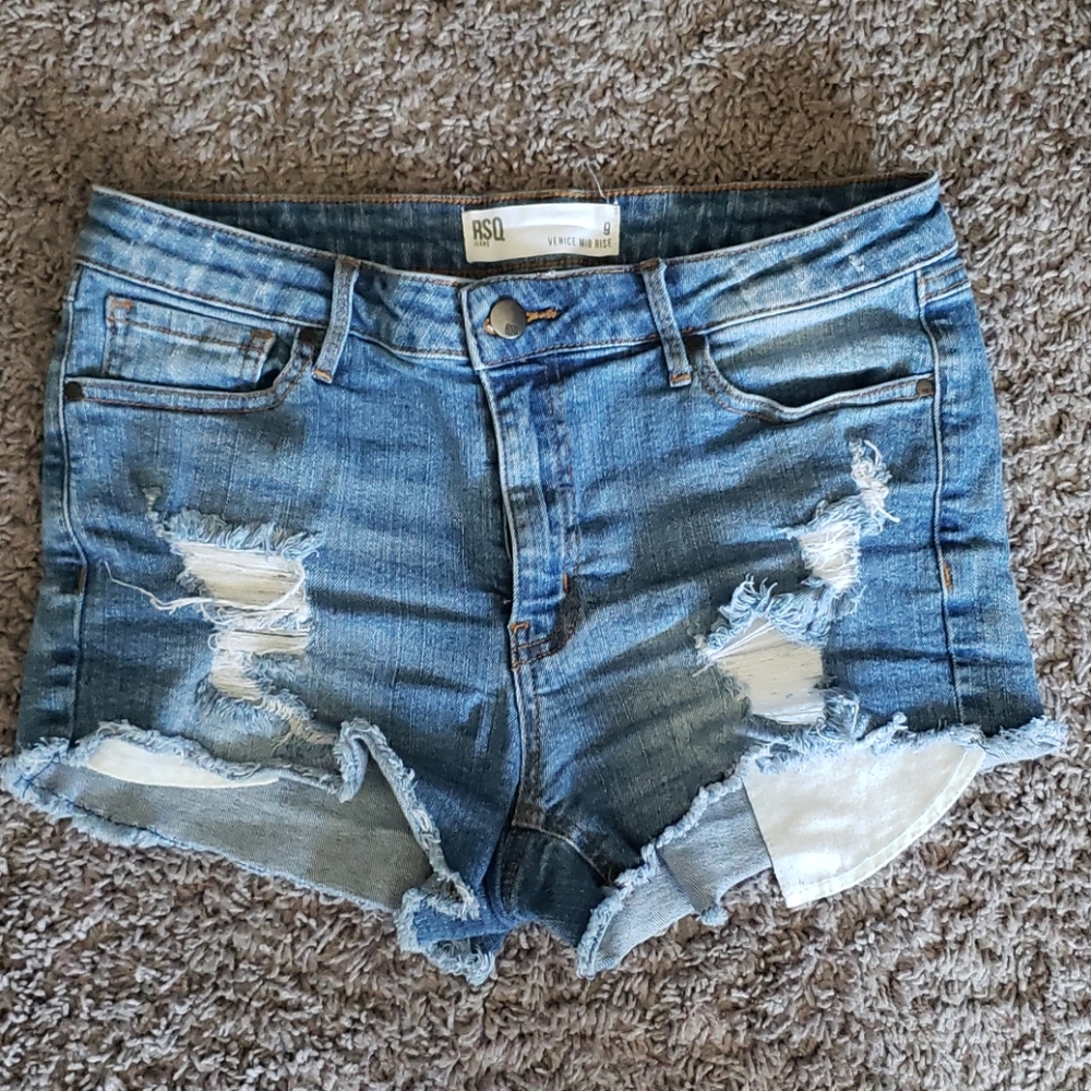Denim Jean shorts with rips/distressed